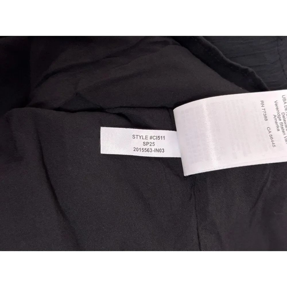 New J Crew Blouse Small Womens Drapey Shirred Top Crinkle Cupro Sheer Black